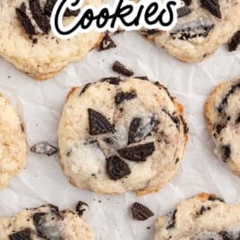 a bunch of oreo cheesecake cookies on a sheet