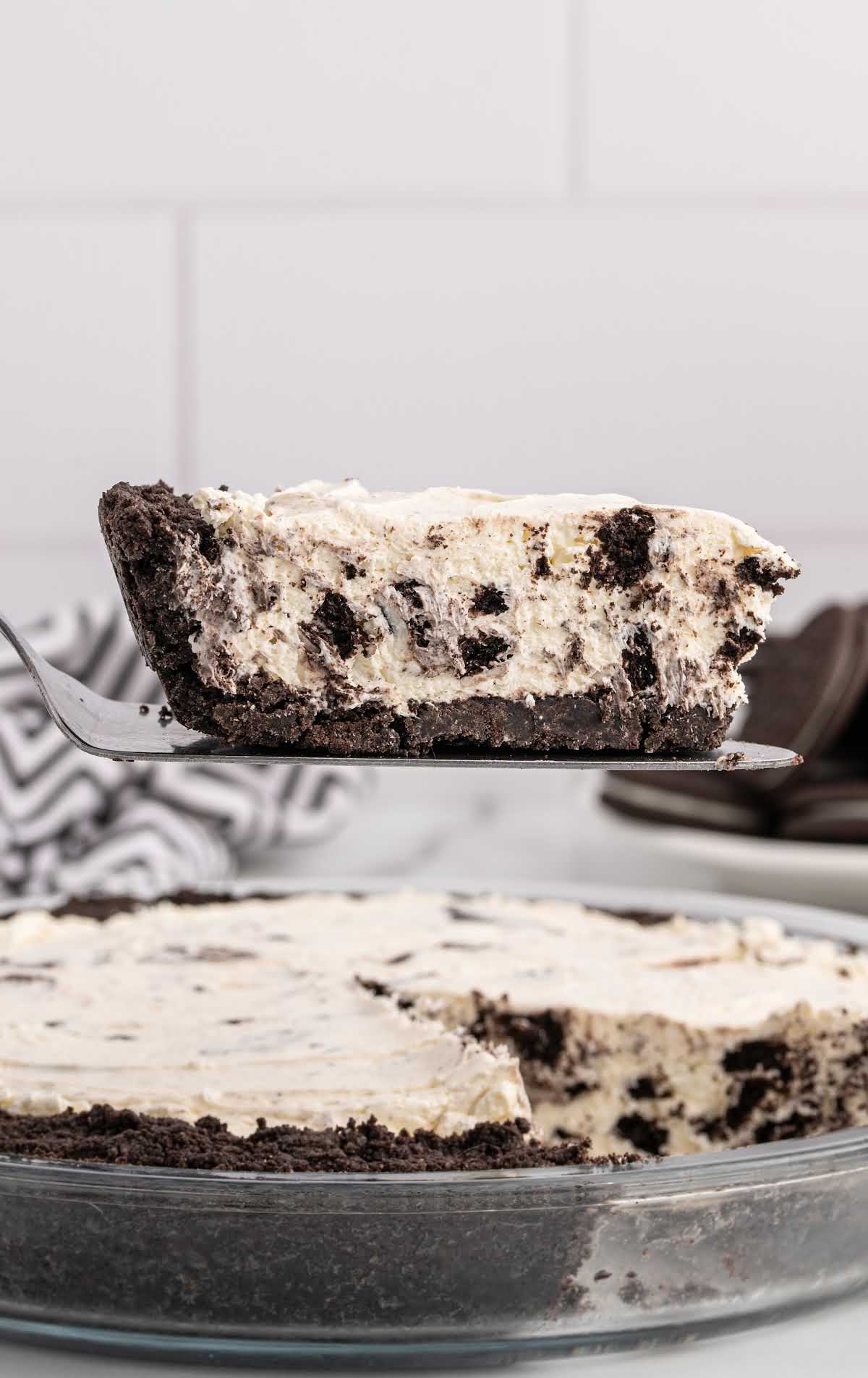 a slice of oreo pie