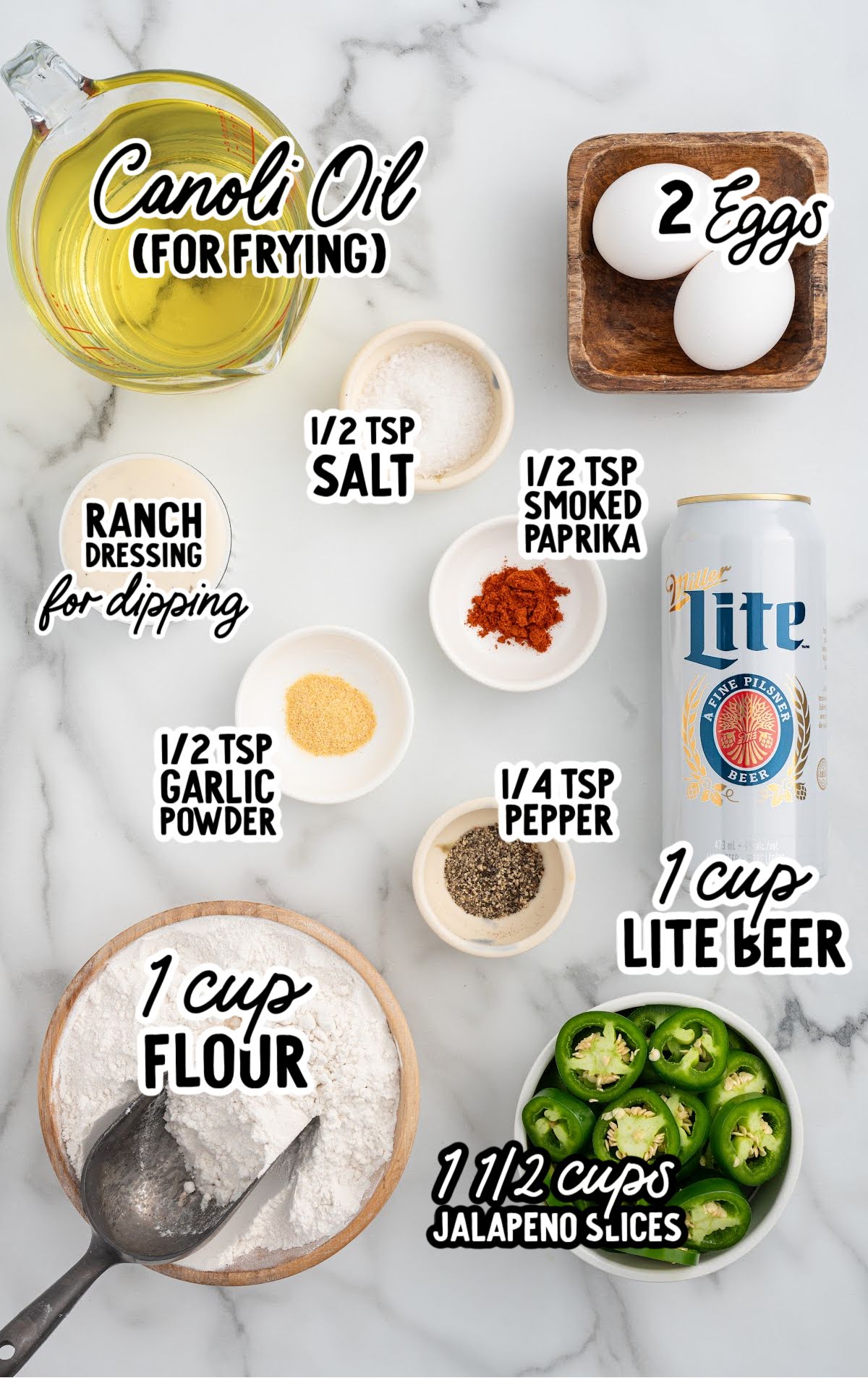 Jalapeno Bottle Caps raw ingredients that are labeled