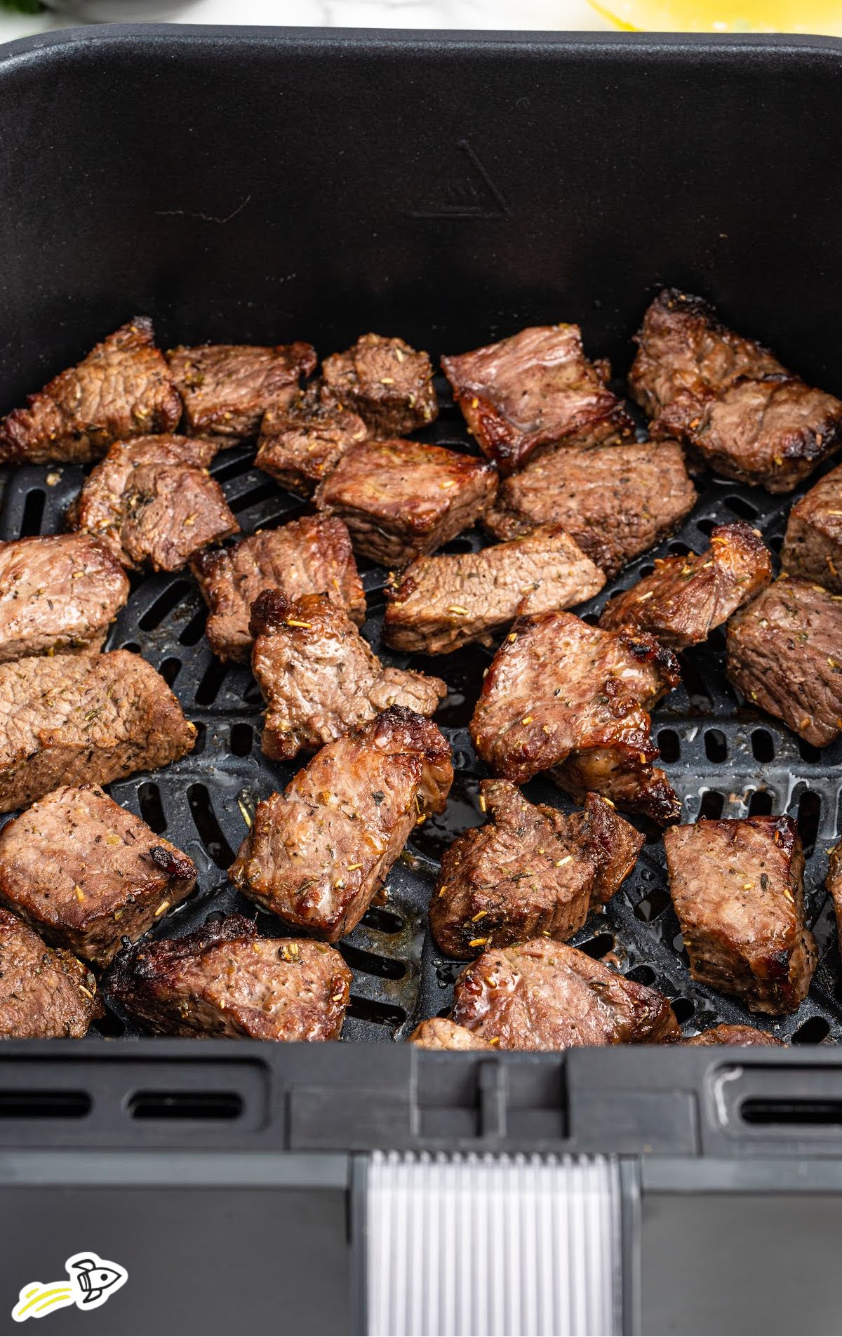 steak bites cooked in an air fryer