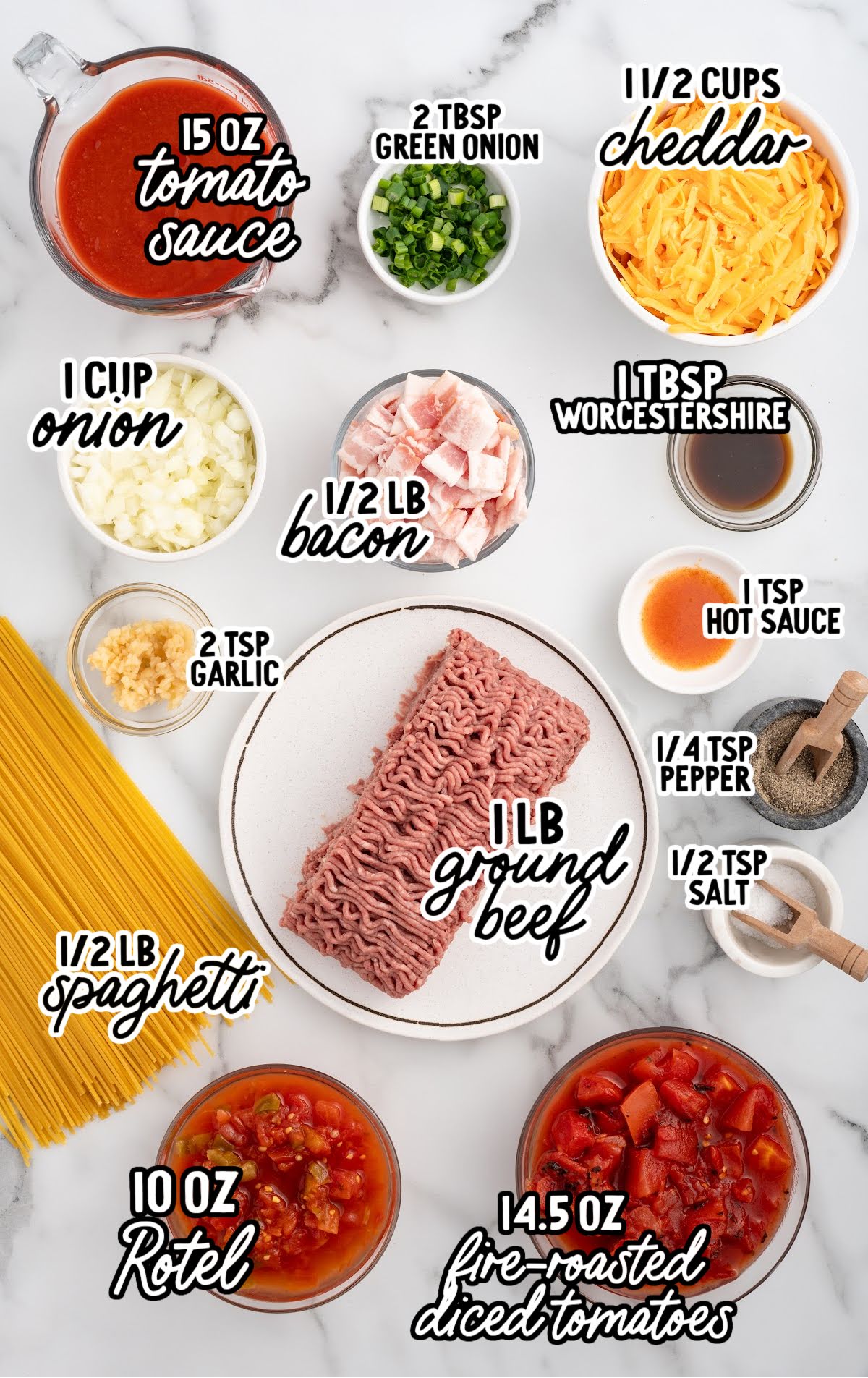 cowboy spaghetti raw ingredients that are labeled