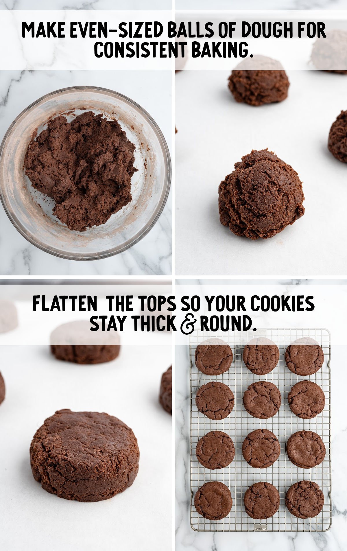 cookie dough rolled into a ball then flattened and placed on a baking sheet
