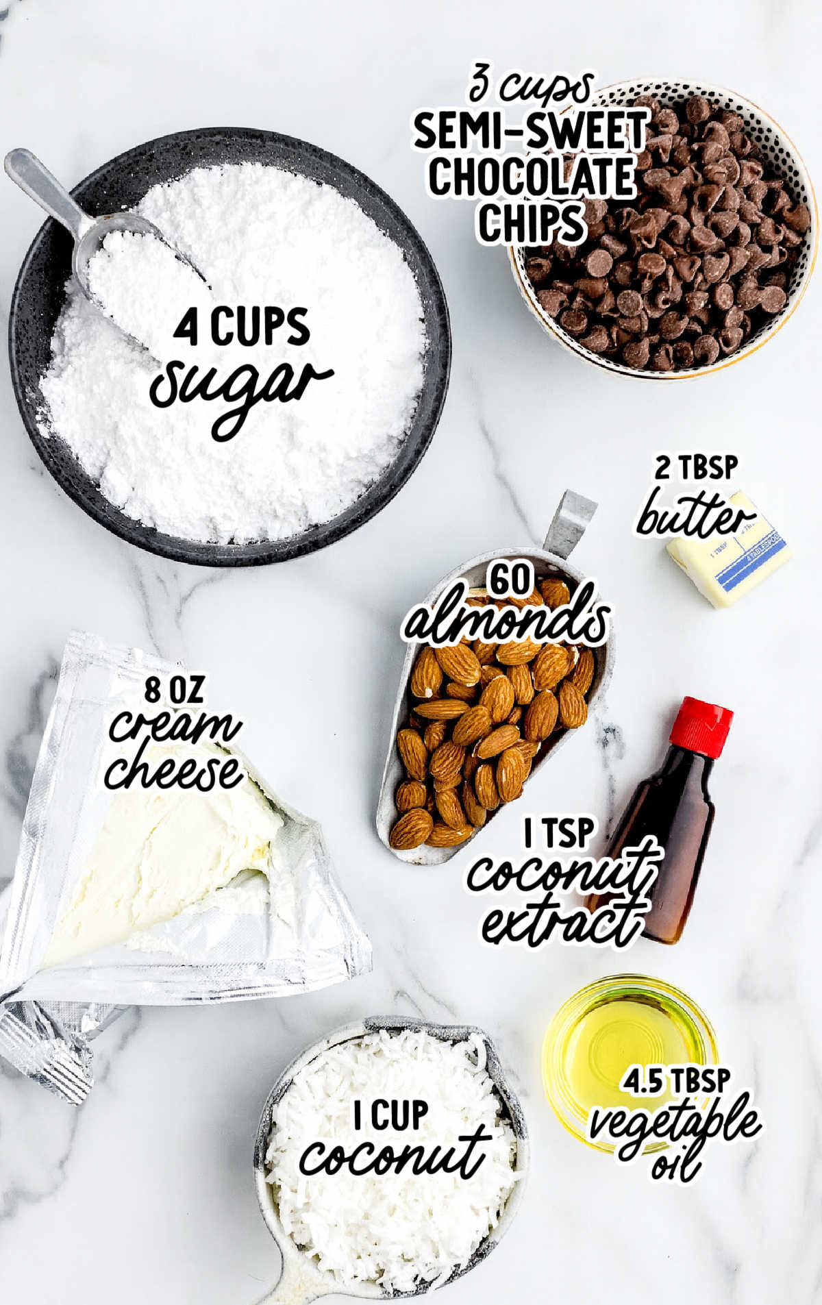 Almond Joy Bars raw ingredients that are labeled