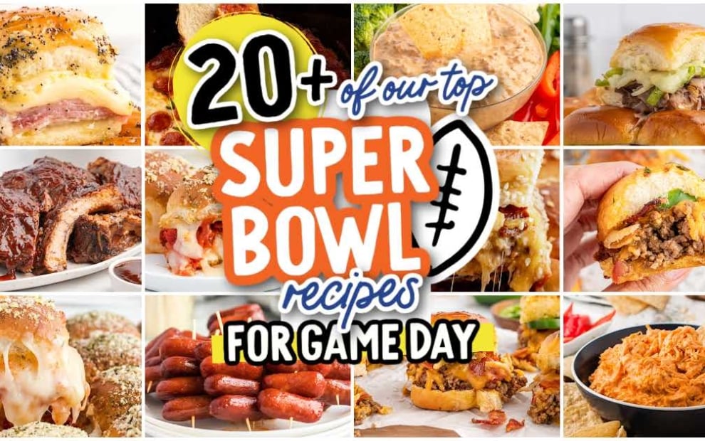 a collage of recipes for the Super Bowl