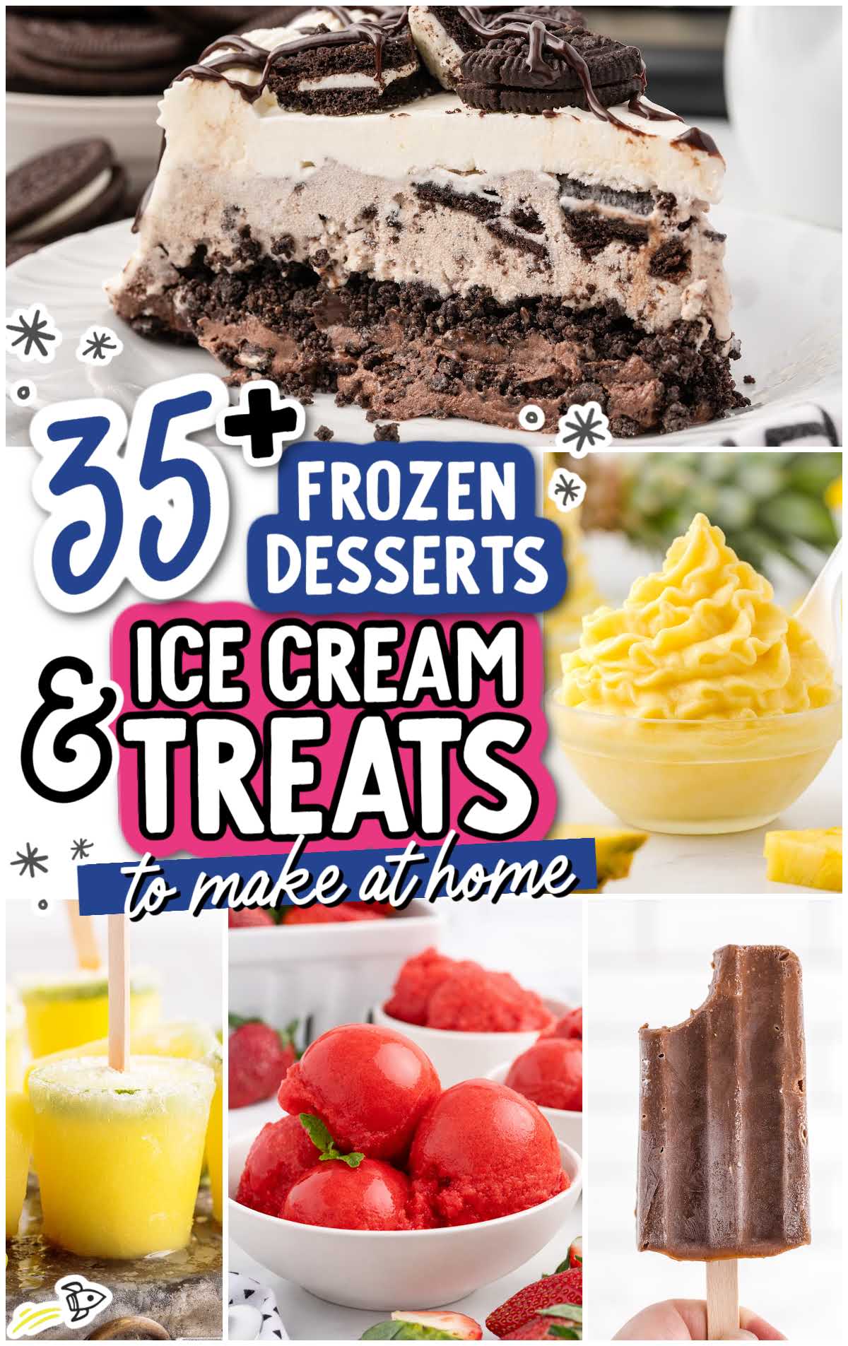 a collage of frozen desserts and ice cream