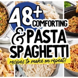 a collage of pasta and spaghetti dinner recipes